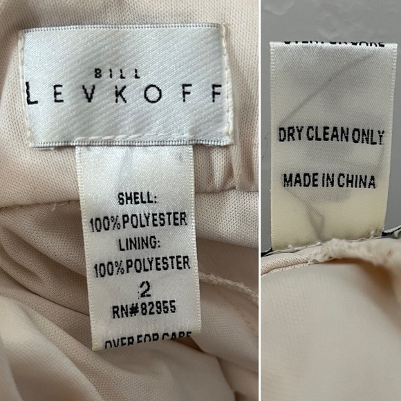 Bill Levkoff Ivory Sequined Evening Formal Maxi Dress Gown Size 2 scoop Back - Picture 11 of 12